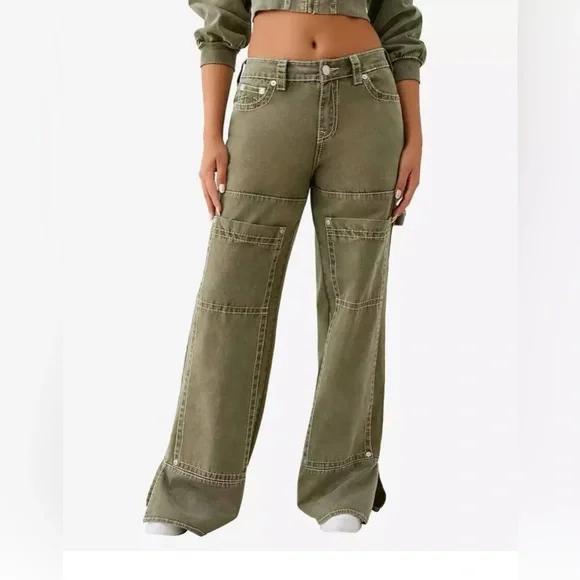 True Religion Bobbi Big T Baggy Carpenter Pant Kalamata 27 - Picture 6 of 8